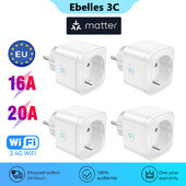 Svarīgs WiFi viedais spraudnis 16A/20A ES viedligzda sadzīves tehnikas spraudņa adaptera laiks HomeKit SmartThings Alexa Google Siri