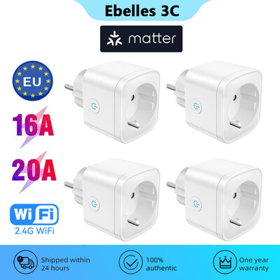 Matter WiFi Smart Plug 16A/20A EU pametna utičnica Adapter utikača za kućanske aparate Vrijeme za HomeKit SmartThings Alexa Google Siri