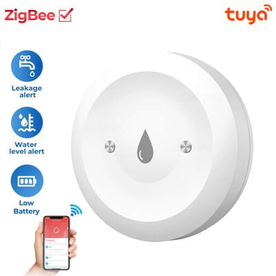 Tuya Smart for Zigbee ūdens sensors plūdu ūdens noplūdes detektora lietotne attālās uzraudzības atbalsts mājas palīgs Zigbee2mqtt