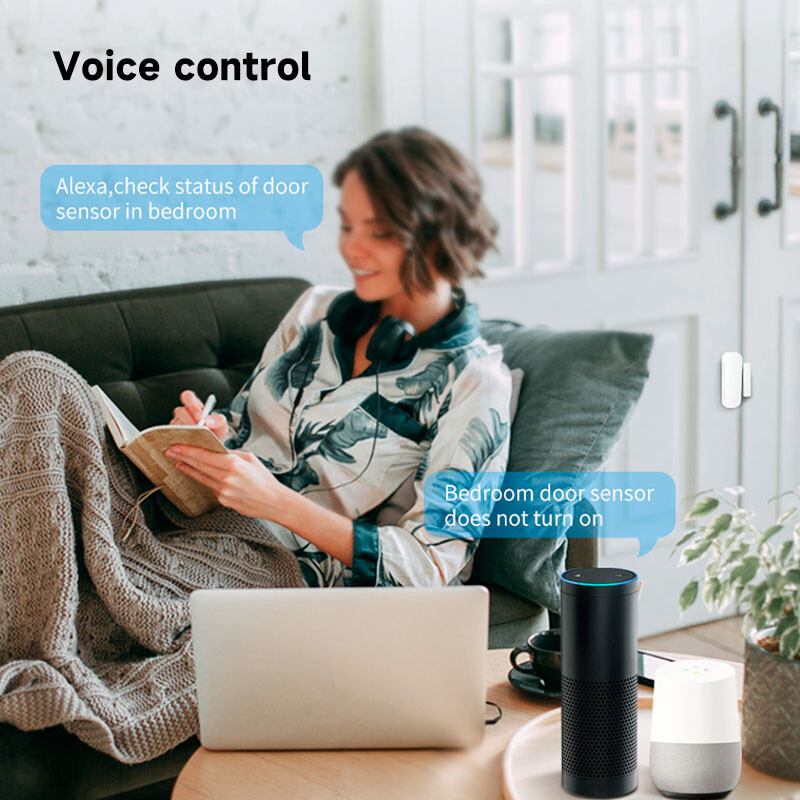 Tuya WiFi Senzor ușă Senzor fereastră Smart Home Detector de ușă fără fir Smart Life APP Telecomandă pentru Alexa Google Home