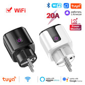 Tuya WiFi Smart Socket EU Plug 20A Home Outlet with Energy Monitoring APP Χρονισμός Φωνητικός έλεγχος Εργασία με Alice Google Home Alexa