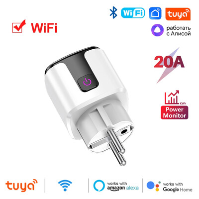 Tuya WiFi Smart Socket EU Plug 20A Home Outlet with Energy Monitoring APP Χρονισμός Φωνητικός έλεγχος Εργασία με Alice Google Home Alexa
