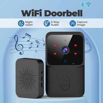 WiFi Video Doorbell Ασύρματη κάμερα HD Ανίχνευση κίνησης PIR Ασφάλεια συναγερμού IR Έξυπνο κουδούνι οικιακής πόρτας WiFi ενδοεπικοινωνία για το σπίτι