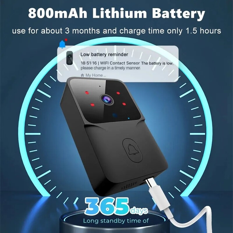 WiFi видео звънец Безжична HD камера PIR засичане на движение IR аларма Сигурност Интелигентен домашен звънец WiFi домофон за дома
