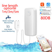 1M/3M/5M Ūdens noplūdes sensors WIFI noplūdes līmenis Skaņas Signalizācijas detektora drošība Pārplūdes aizsardzība Tuya Smart Life App