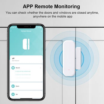 Tuya WiFi/Zigbee Интелигентен сензор за врати и прозорци Магнитна охранителна аларма Smartlife APP Дистанционен монитор Работи с Alexa Google Home