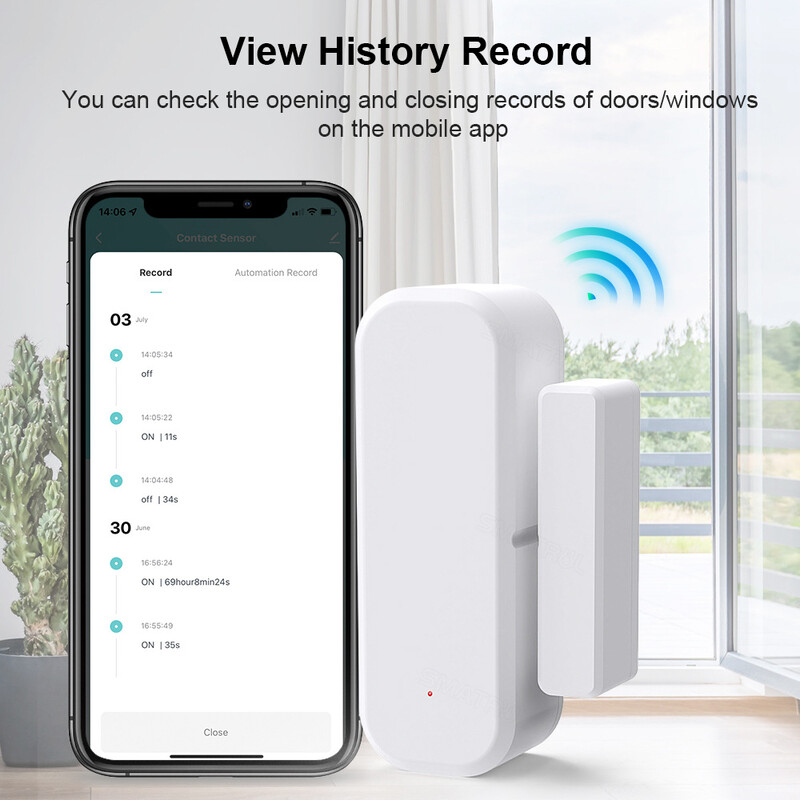 Tuya WiFi/Zigbee Senzor inteligent de ușă și fereastră Alarma de securitate magnetică Smartlife APP Monitor de la distanță funcționează cu Alexa Google Home