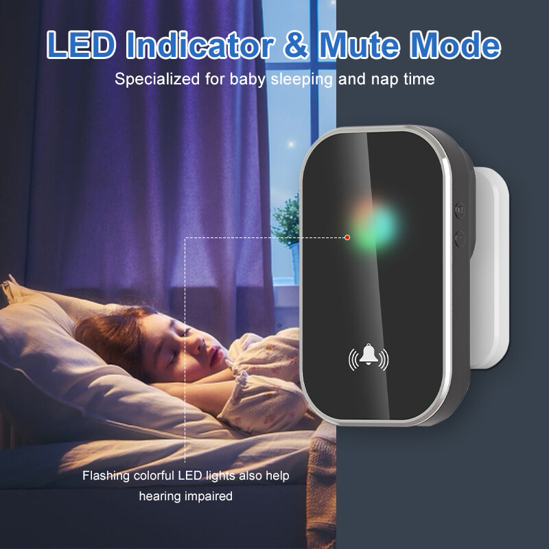 Sonerie fără fir pentru casă inteligentă Sonerie de bun venit 36 tonuri de apel 300 m la distanță lungă Kit de sonerie pentru ușă în aer liber fără baterie