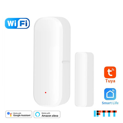 Tuya Smart Home WiFi Senzor ușă Alarma fereastră Ușă deschisă/închis Detectoare Protecție de securitate Smart Life Voice pentru Alexa Google