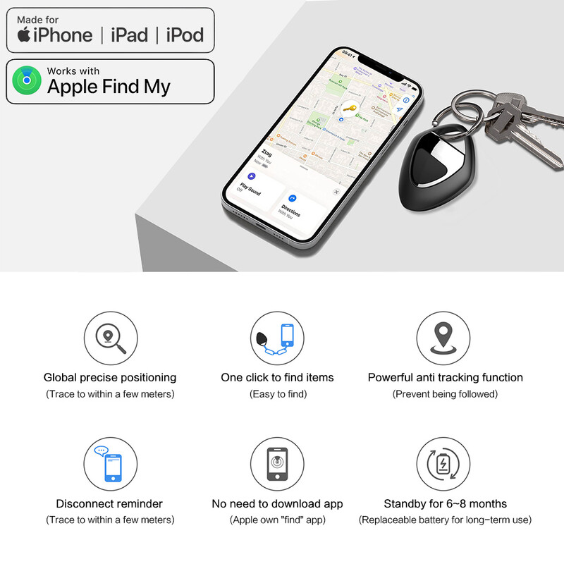 STONEGO Finder Security SmartTrack Link Smart Tag cu Apple Find My Key Tracker GPS Bluetooth pentru cască bagaje MFi Finder IOS