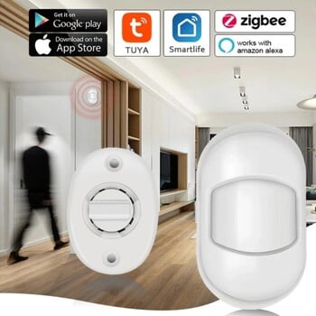 Tuya Smart ZigBee3.0 PIR сензор за движение Вградена батерия Пасивен инфрачервен детектор Сигурност Сензор за аларма за кражба Smart Life App