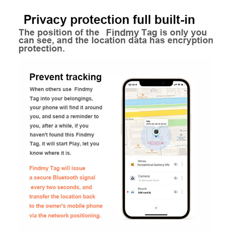 Ασύρματο Mini GPS Tracker Anti-lost Alarm Bag Wallet Finder APP Εγγραφή GPS Έξυπνη ετικέτα συμβατή με Bluetooth για iPhone/Android