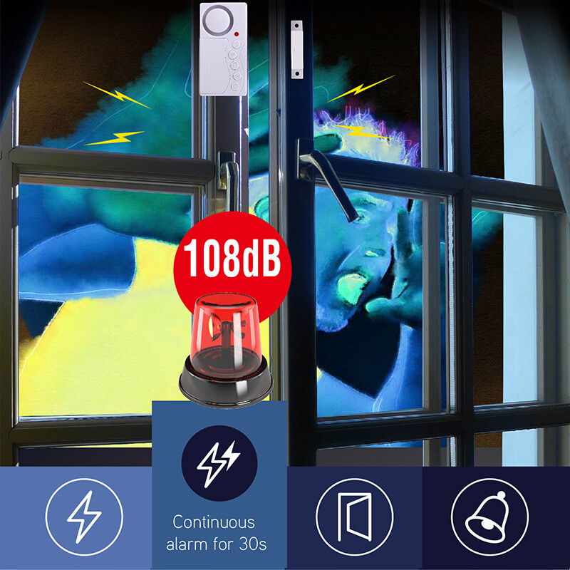 EZHEN Door Window Bežični protuprovalni alarm s magnetskim senzorom Alarm 108dB Detektori otvorenih vrata velike glasnoće Kućni sigurnosni uređaj