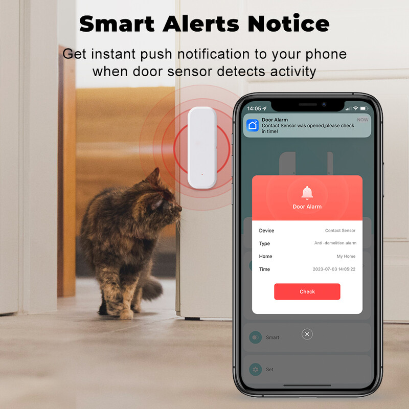 Tuya WiFi Smart Door Door Window Sensor Smart Home Sigurnosna zaštita Alarmni sustav Detektori otvorenih/zatvorenih vrata za Alexa Google