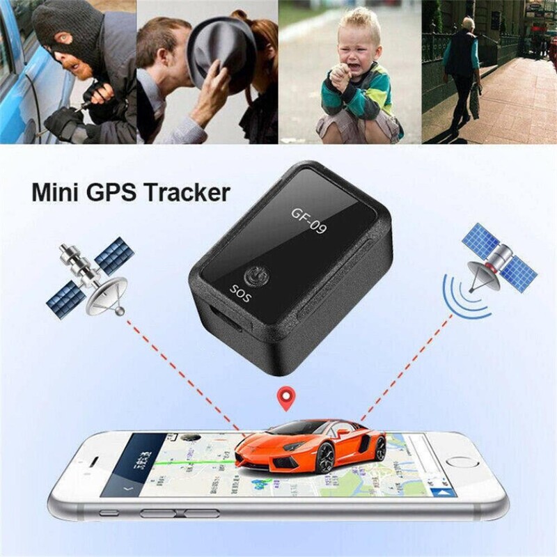 GF09 Mini GPS sekimo automobilio lokatoriaus programa, skirta realiuoju laiku sekti vietą Balso įrašymo apsauga nuo pametimo padėties nustatymo įtaisas vaikui