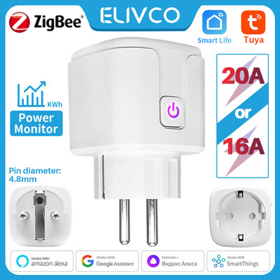 16A/20A Tuya Zigbee Smart Plug EU aljzat tápellátás monitorral időzítés hangvezérlés támogatás Alexa Google Home Yandex Alice