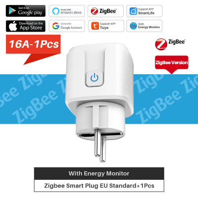 16A/20A Tuya Zigbee Smart Plug EU lizdas su maitinimo monitoriumi Laiko valdymas balsu palaikymas Alexa Google Home Yandex Alice