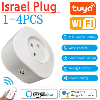 16A Israel Smart Wifi barošanas spraudnis Smart Wifi bezvadu kontaktligzda Darbojas ar Alexa Google Home Assistant Tuya SmartLife APP