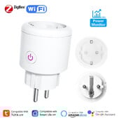 Priză inteligentă Tuya Zigbee/WiFi Priză monitor de putere UE Cap rotund APP Prize de sincronizare Control vocal Funcționează cu Alexa Google Home
