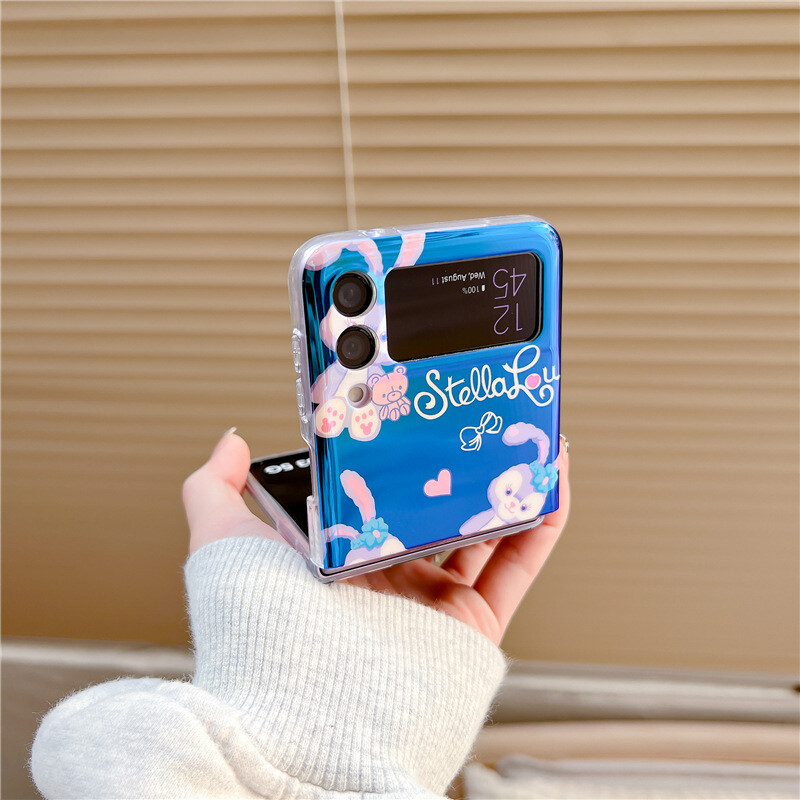 Piemērots Samsung zflip4 flip screen mobilā telefona maciņam soft shell zila gaismas eļļas glezna zieds sm-f7100 aizsargvāciņš 