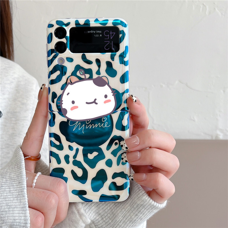 Piemērots Samsung zflip4 flip screen mobilā telefona maciņam soft shell zila gaismas eļļas glezna zieds sm-f7100 aizsargvāciņš 