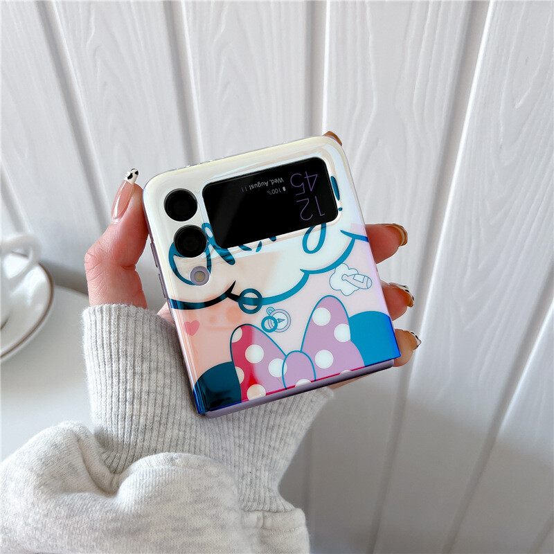 Piemērots Samsung zflip4 flip screen mobilā telefona maciņam soft shell zila gaismas eļļas glezna zieds sm-f7100 aizsargvāciņš 