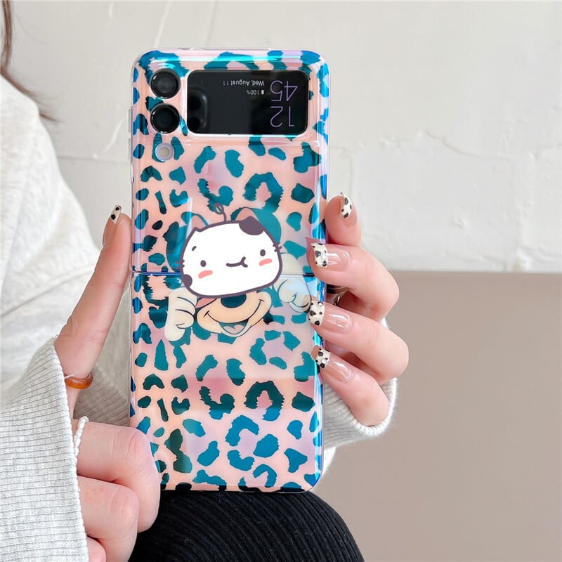 Piemērots Samsung zflip4 flip screen mobilā telefona maciņam soft shell zila gaismas eļļas glezna zieds sm-f7100 aizsargvāciņš 