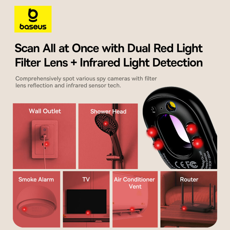 【Novo】Detektor kamere Baseus Inteligentni detektor signala skrivene kamere Punjivi viseći sigurnosni alarmni detektor zaštite
