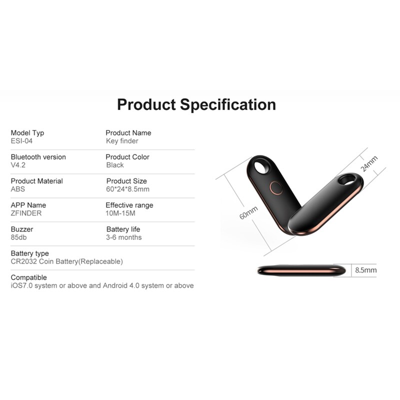 Găsitor de chei anti-pierdute Smart Bluetooth 4.2 GPS Tracker Alarma Portofel Keyfinder Localizator Pet Dog Tracker pentru copii