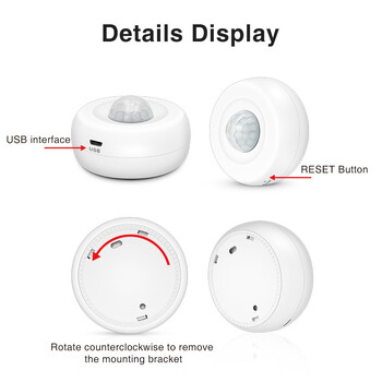 Tuya WiFi Motion PIR Sensor Detector USB φόρτιση Αισθητήρας κίνησης WIFI Υποστηρίζει καμία λειτουργία APP Ασύρματο σύστημα ασφαλείας σπιτιού