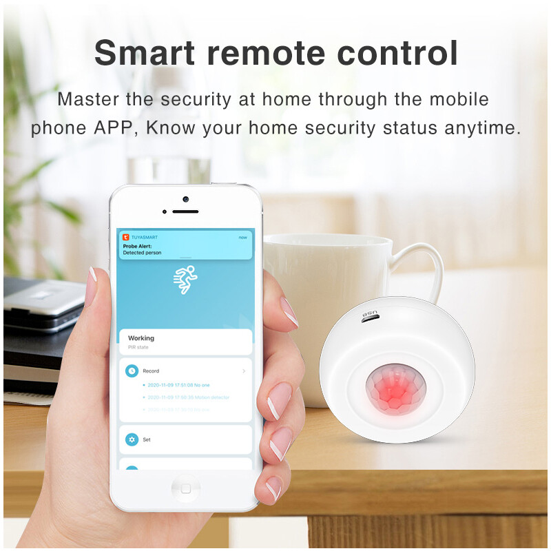 Tuya WiFi Motion PIR Sensor Detector USB φόρτιση Αισθητήρας κίνησης WIFI Υποστηρίζει καμία λειτουργία APP Ασύρματο σύστημα ασφαλείας σπιτιού