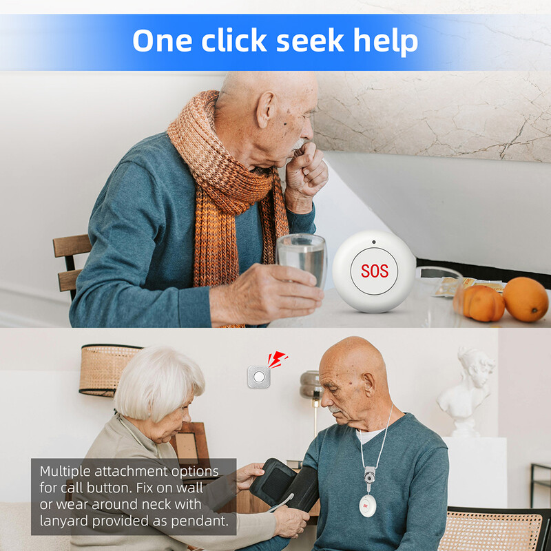 Buton SOS fără fir Pagina pentru îngrijitor Sistem de alertă medicală de urgență pentru vârstnici Pacienți vârstnici la domiciliu Buton de panică