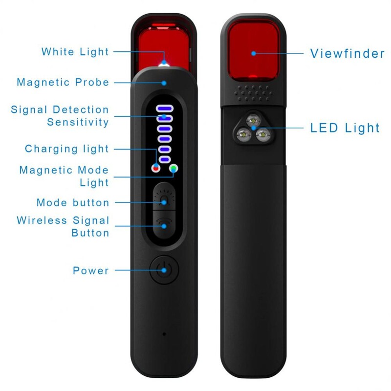 Anti-Tap Unseen Camera Detector Mini Bug Finder Led Infrared Scanning Anti-Candid Aavesdropping Detector Tracker Finder Portable