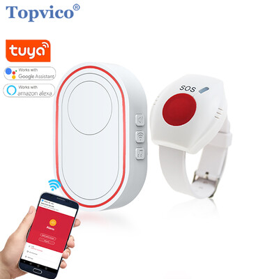 Topvico WIFI Κουμπί πανικού για ηλικιωμένους Συναγερμός Βραχιόλι SOS Ρολόι Fall Alert Κλήση έκτακτης ανάγκης ηλικιωμένων Ασύρματη τηλεειδοποίηση φροντιστή Tuya