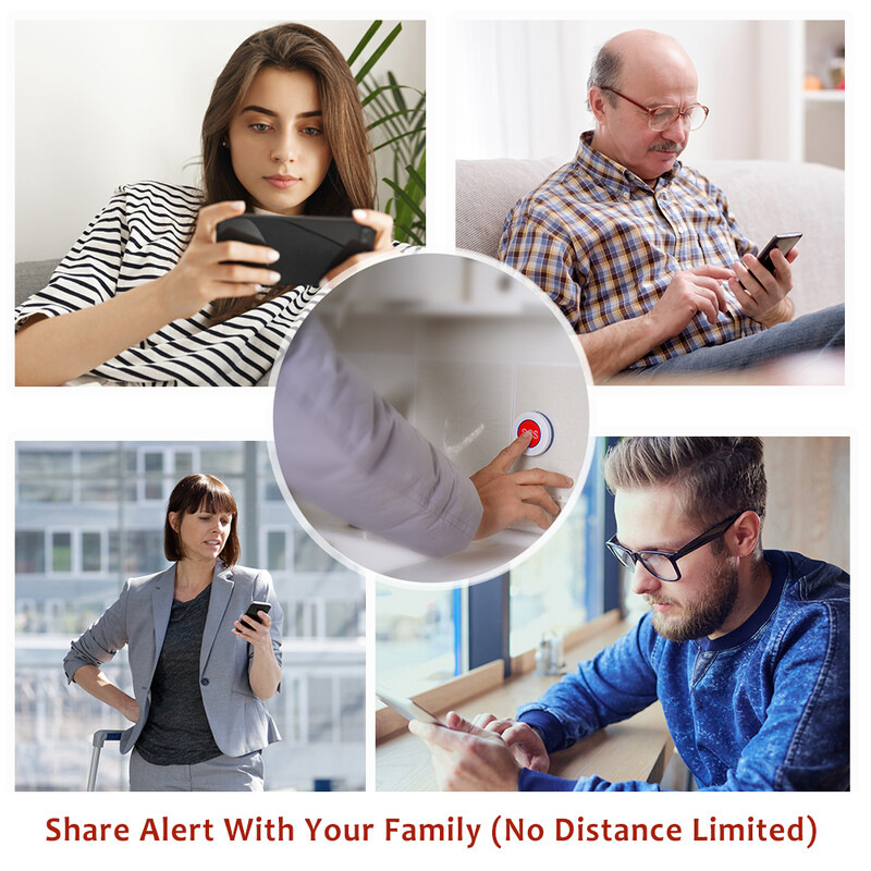 Topvico Wifi Panic Button Alarm Prevencija pada za starije osobe Demencija RF433mhz Bežični alarm za krevet Caregiver Pager Tuya APP