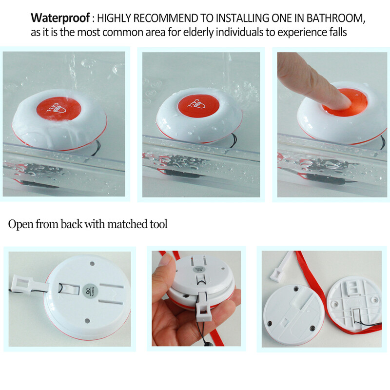 Topvico Wifi Panic Button Alarm Prevencija pada za starije osobe Demencija RF433mhz Bežični alarm za krevet Caregiver Pager Tuya APP