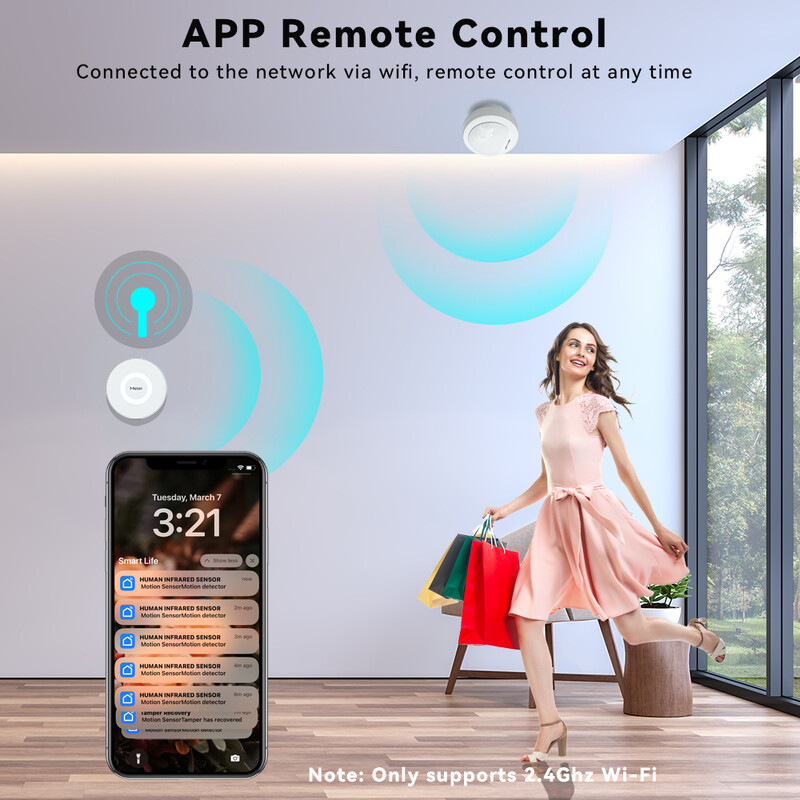 Senzor de mișcare Meian ZigBee Senzor de mișcare a corpului uman Conexiune fără fir în infraroșu Lucru acasă inteligent cu Tuya Smart Life Need Hub