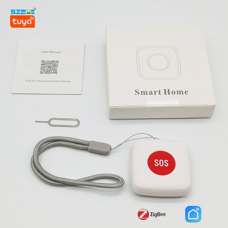 Zigbee Wifi Tipka za paniku za starije osobe Tuya Sauce Push Notification Bežični hitni alarm za onesposobljenu osobu Agée Smartlife App