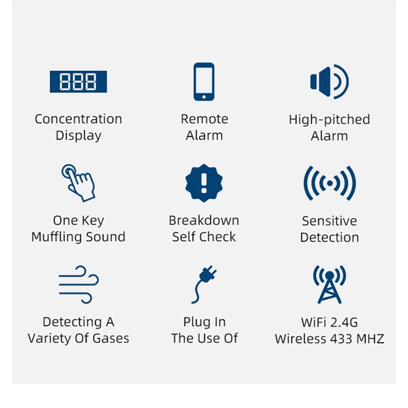 Tuya Wifi Natural pentru detector de scurgeri de gaz Senzor de scurgeri GPL Alarmă sonoră și control de la distanță 433Mhz Protecție Securitate