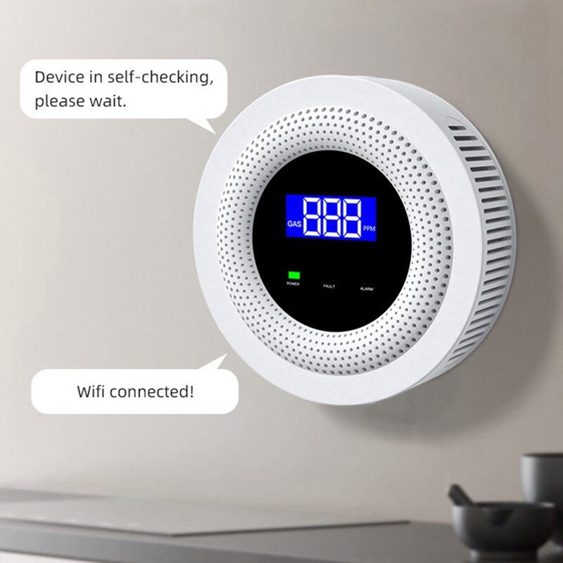 Tuya Wifi Natural pentru detector de scurgeri de gaz Senzor de scurgeri GPL Alarmă sonoră și control de la distanță 433Mhz Protecție Securitate