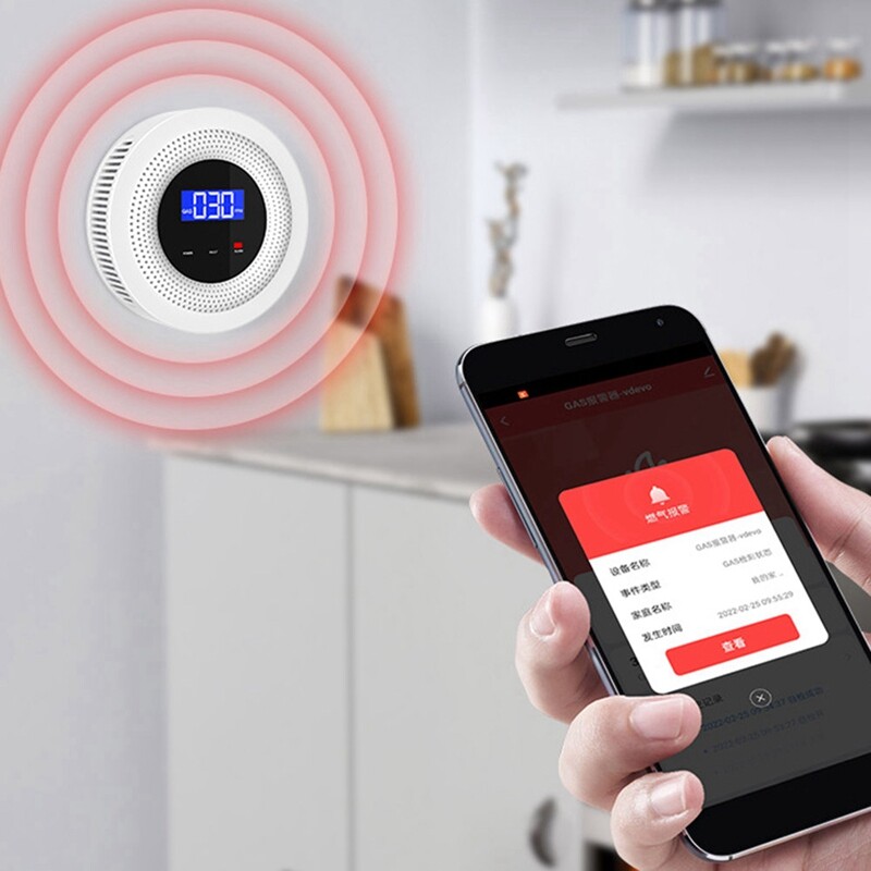 Tuya Wifi Natural pentru detector de scurgeri de gaz Senzor de scurgeri GPL Alarmă sonoră și control de la distanță 433Mhz Protecție Securitate