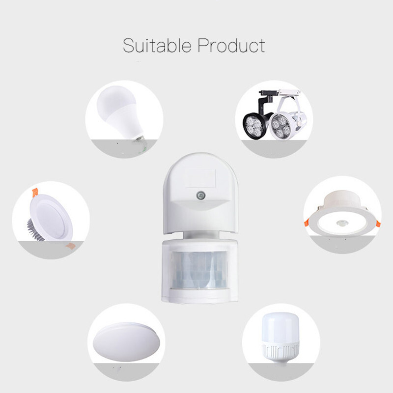 Kustības sensors 220V kustības detektors Automātisks infrasarkanais PIR sensors 110V 180grādos rotējošs āra taimera gaismas slēdzis