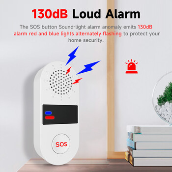 Tuya WiFi Smart Button SOS Wireless 130dB Sound Light Alarm APP Τηλεχειριστήριο Smart Life Devices for Kids Ηλικιωμένος ασθενής