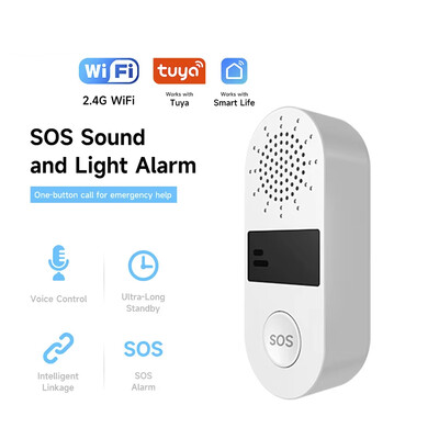 Tuya WiFi Smart SOS бутон Безжичен 130dB Звук Светлинна аларма APP Дистанционно управление Smart Life Устройства за деца Възрастни пациенти