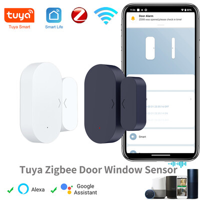 Tuya Zigbee durų lango jutiklis Įsilaužimo signalizacija Išmanusis namas Automatika Apsauga Išmanusis gyvenimas Darbas su Alexa Google Home