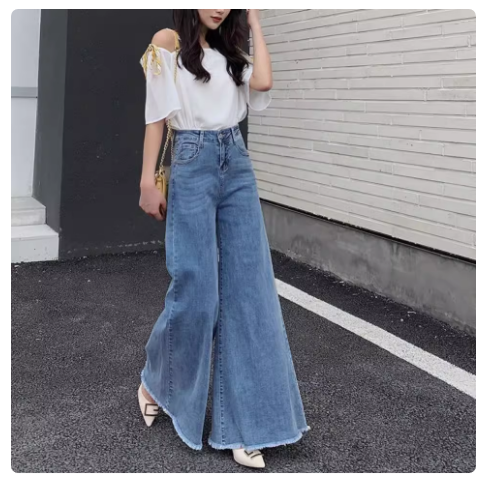 2021 m. pavasario laisvos plačios kelnės moterims, džinsai aukštu liemeniu plačiomis kelnėmis moterims,