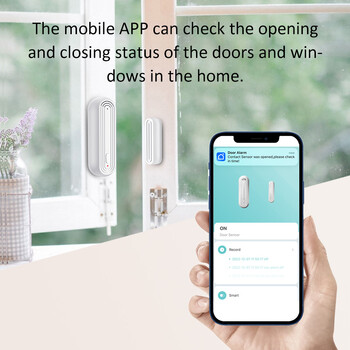 Tuya Smart WiFi Сензор за аларма за врати и прозорци Интелигентен дом Отворени затворени детектори Wifi Домашна аларма, съвместима с Alexa Google Home