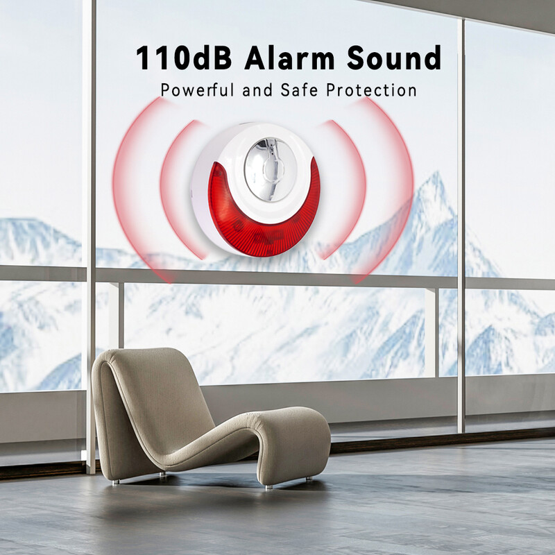 Alarmă cu sirenă Meian Focus 110dB, sistem de alarmă pentru securitate la domiciliu, alarmă sirena fără fir 433 MHz pentru casă, protecție inteligentă pentru securitatea vieții