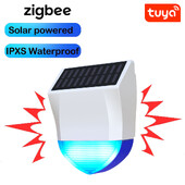 Tuya Smart Zigbee/Wifi sirena alarm vodootporan vanjski sa solarnim i USB napajanjem Opcijski 95dB daljinski upravljač