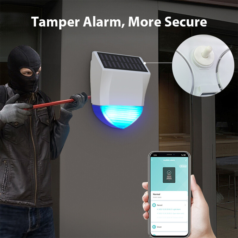 Tuya Smart Zigbee/Wifi sirena alarm vodootporan vanjski sa solarnim i USB napajanjem Opcijski 95dB daljinski upravljač
